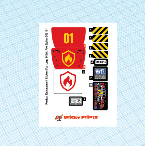 Replica Replacement sticker Set: City Fire Station 60215