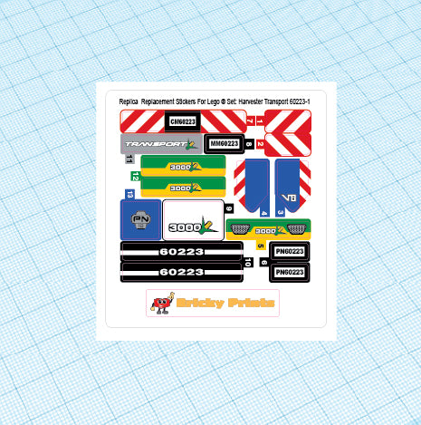 Replica Replacement sticker Set: City Traffic 60223 - Harvester Transport