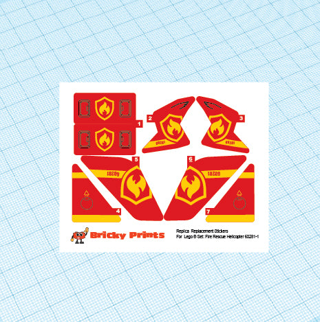 Replica Replacement sticker Set: City Fire Rescue Helicopter 60281