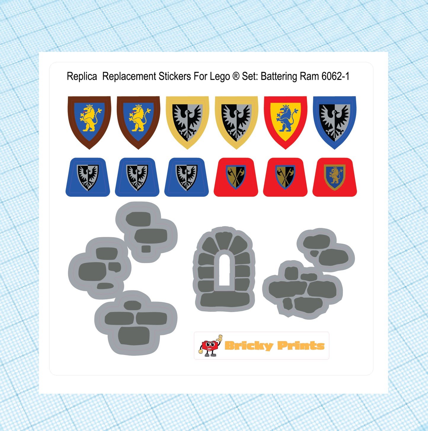 Replica Replacement sticker set: Classic Castle Battering Ram 6062
