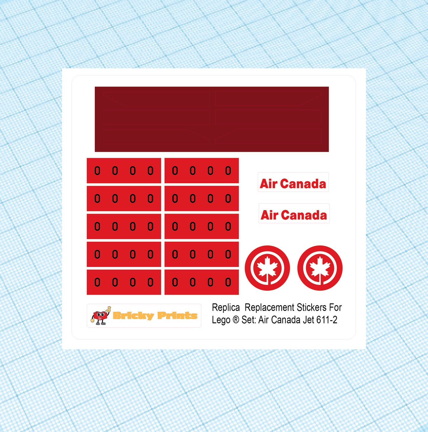 Replica Replacement sticker set: Classic Town Airport Air Canada Jet Plane 611-2