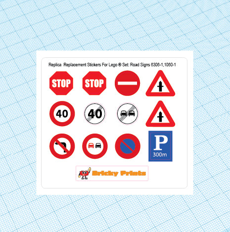 Replica Replacement sticker set: Classic Town Flags and Road Signs 6306