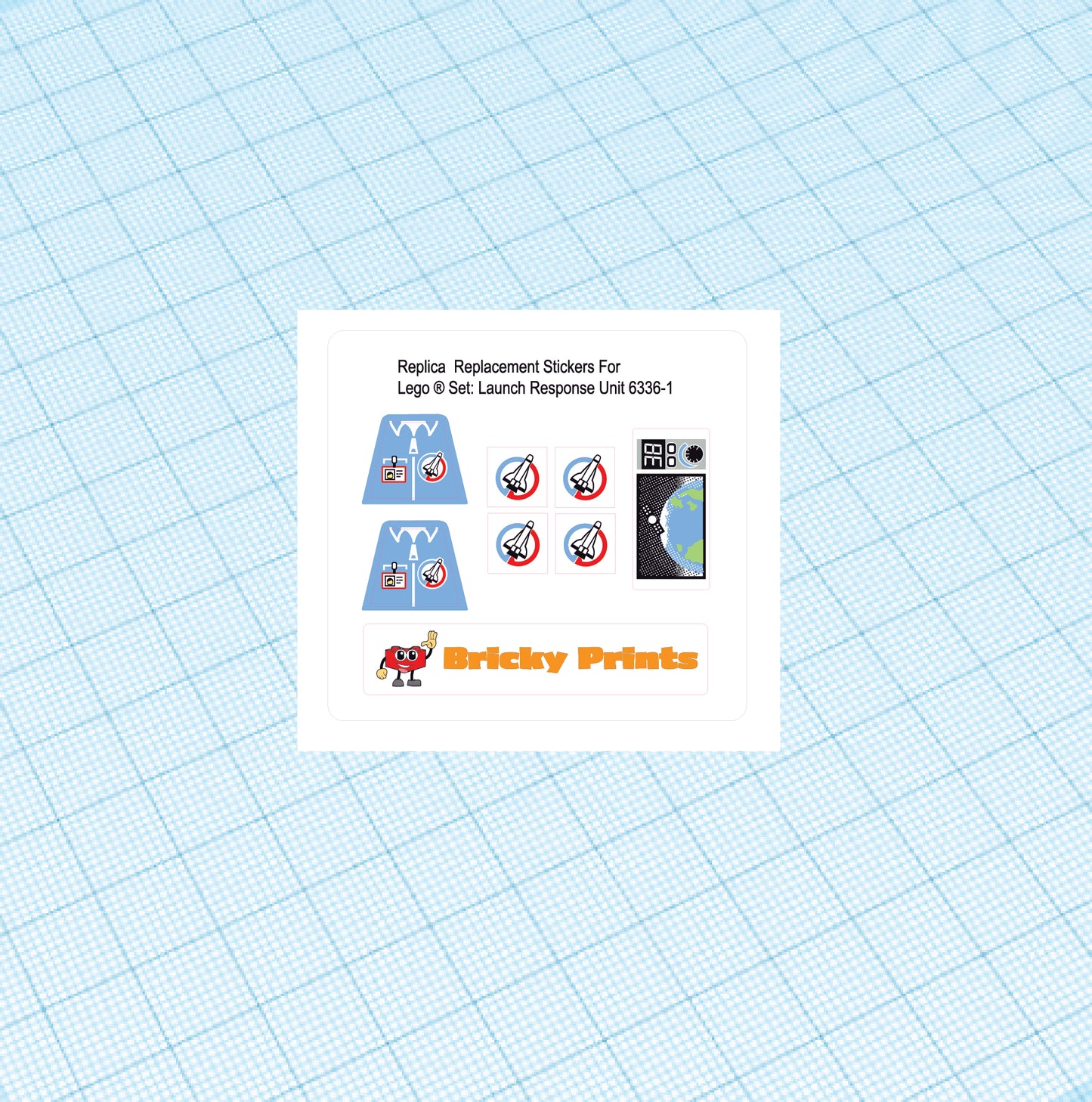 Replica Replacement sticker set: Classic Town Launch Command Launch Response Unit 6336