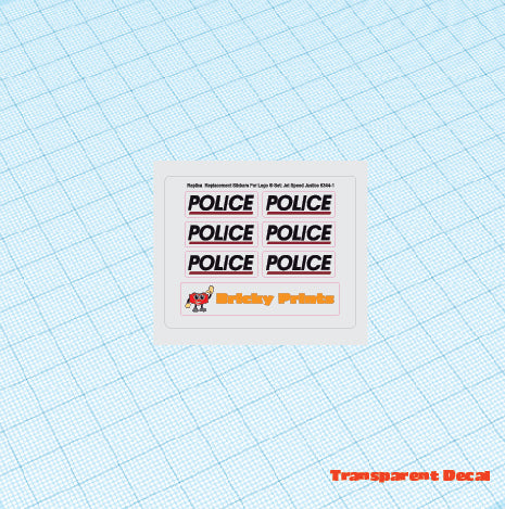 Replica Replacement sticker Set: Classic Town Police Jet Speed Justice 6344