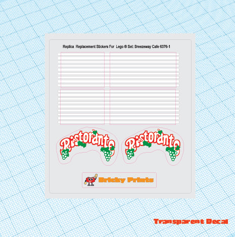 Replica Replacement sticker set: Classic Town Food & Drink Breezeway Cafe 6376
