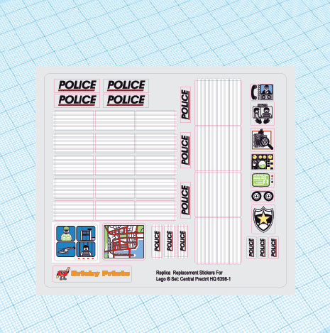 Replica Replacement sticker Set: Classic Town Police Central Precint HQ 6398