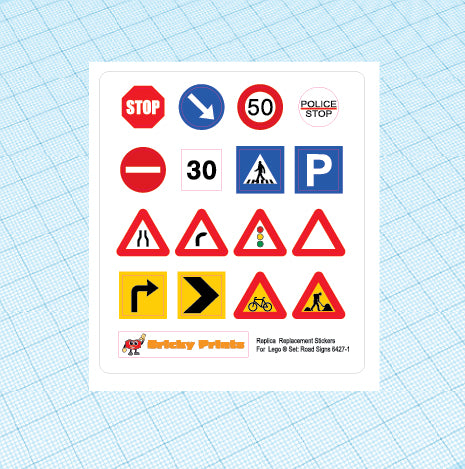 Replica Replacement sticker set: Classic Town Flags and Road Signs 6427