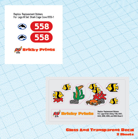 Replica Replacement sticker set: Classic Town Divers Shark Cage Cover 6558
