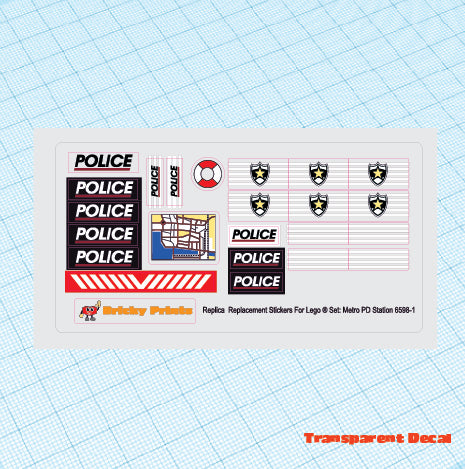 Replica Replacement sticker Set: Classic Town Police Metro PD Station 6598