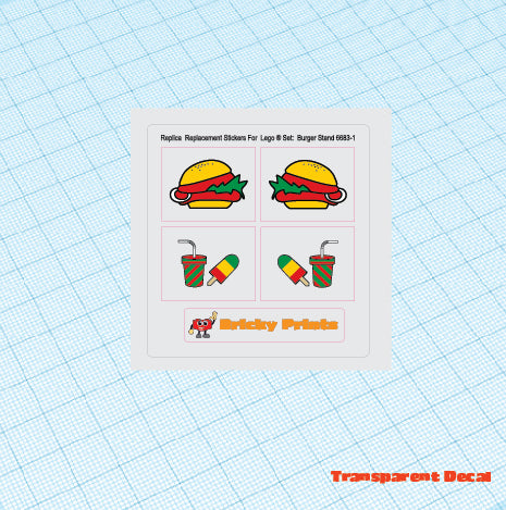 Replica Replacement sticker set: Classic Town Food & Drink Burger Stand 6683