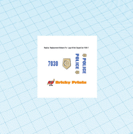 Replica Replacement sticker Set: Classic Town World City Squad Car 7030