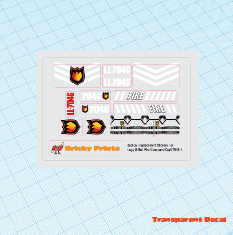 Replica Replacement sticker Set: Classic Town World City Fire Command Craft 7046