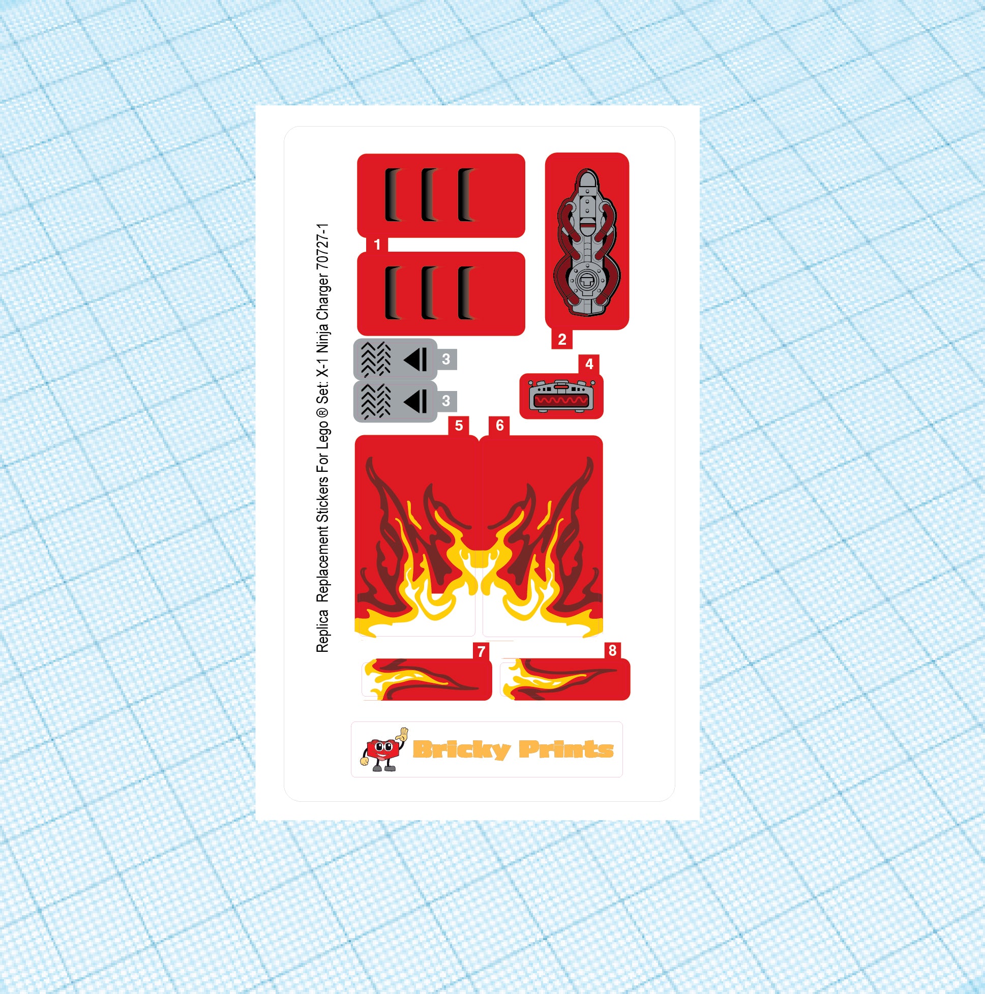 Replica Replacement sticker set: X-1 Ninja Charger 70727 – Bricky