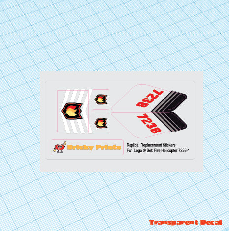 Replica Replacement sticker set: Classic Town Fire Helicopter 7238