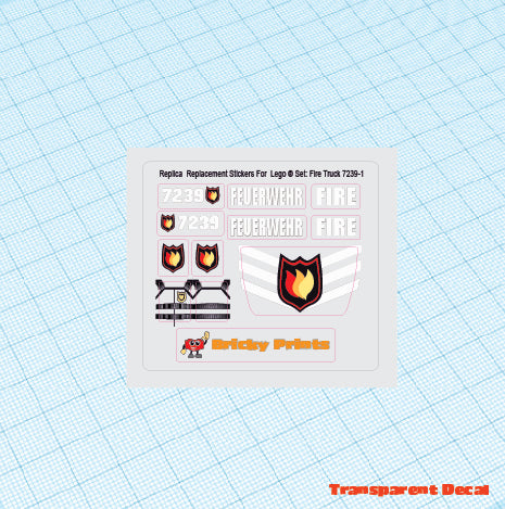 Replica Replacement sticker set: Classic Town Fire Truck 7239