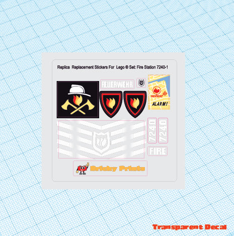 Replica Replacement sticker set: Classic Town Fire Station 7240