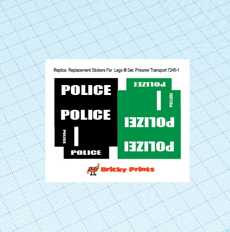 Replica Replacement sticker set: City Police Prisoner Transport 7245-1