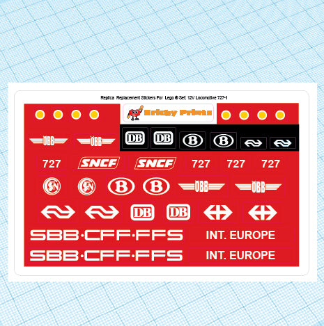 Replica Replacement sticker set: 12V Locomotive 727-1