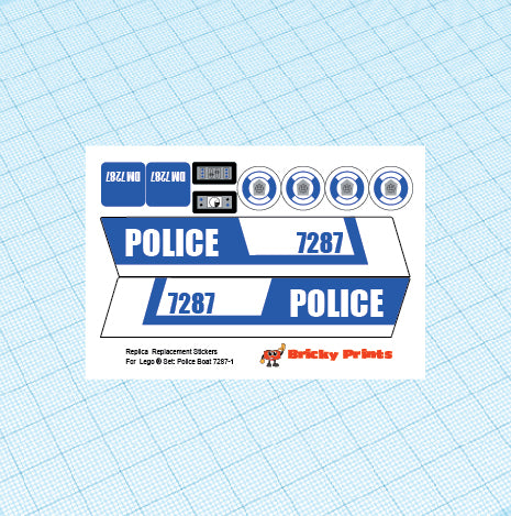 Replica Replacement sticker Set: City Police Boat 7287