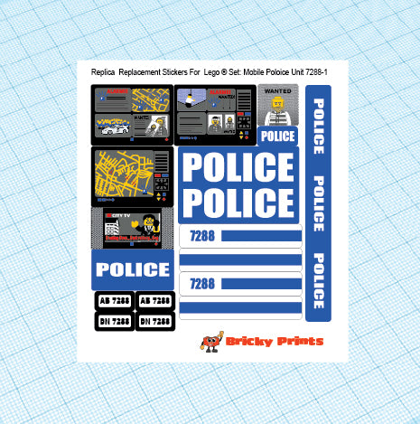 Replica Replacement sticker set: City Police Mobile Police Unit 7288