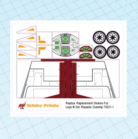 Replica Replacement sticker Set: Republic Gunship 75021