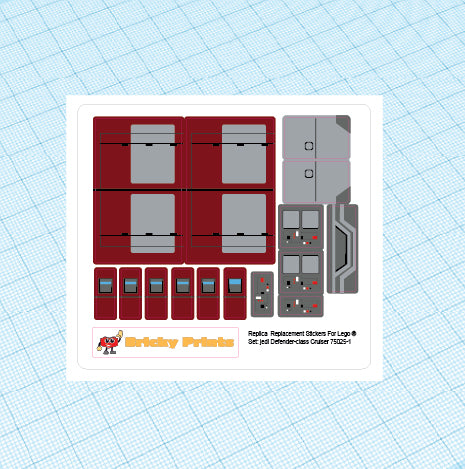 Replica Replacement sticker Set: Jedi Defender-class Cruiser 75025
