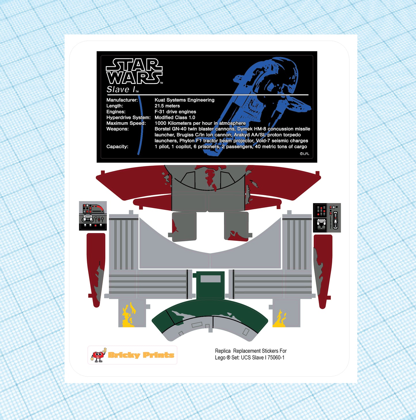 Replica Replacement sticker Set: UCS Slave I 75060