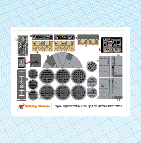Replica Replacement sticker Set: Millennium Falcon 75105