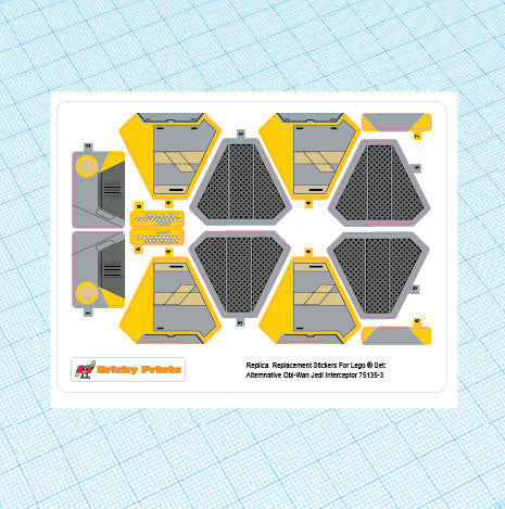 Replica Replacement sticker Set: Alternative Obi-Wan's Jedi Interceptor 75135 Yellow