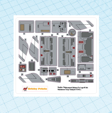 Replica Replacement sticker Set: Resistance Troop Transport 75140