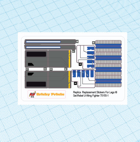 Replica Replacement sticker Set: Rebel U-Wing Fighter 75155