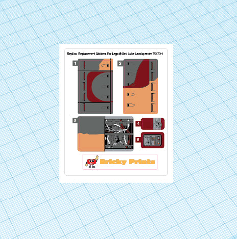 Replica Replacement sticker Set: LS Landspeeder 75173