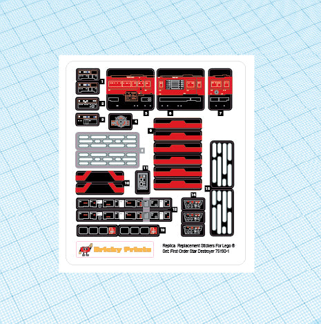 Replica Replacement sticker Set: First Order Star Destroyer 75190
