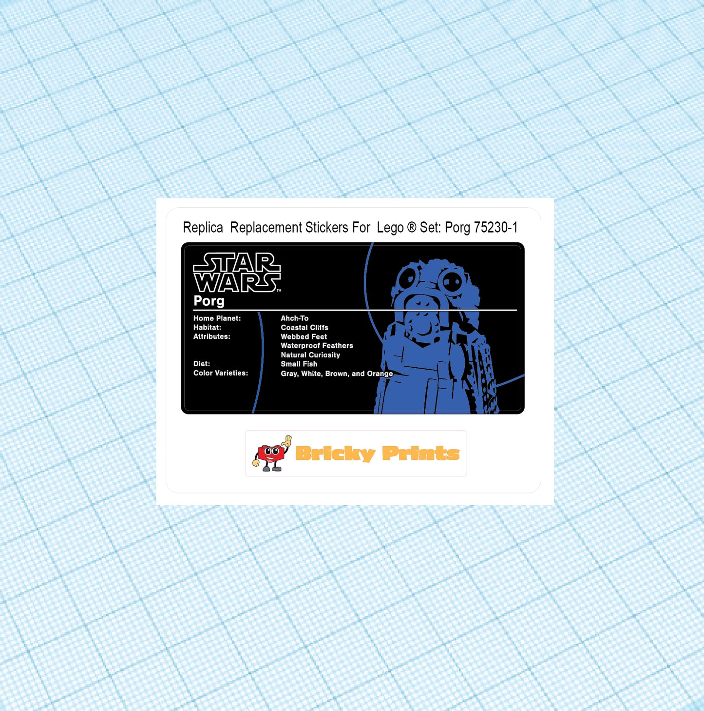 Replica Replacement sticker set: Porg 75230