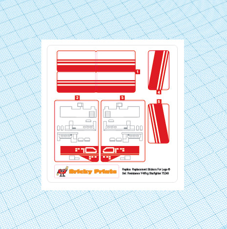 Replica Replacement sticker Set: Resistance Y-Wing Starfighter 75249