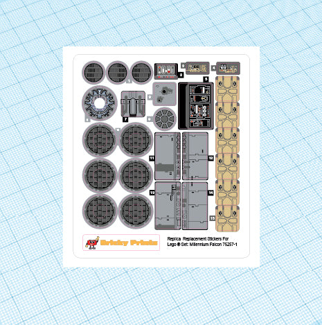 Replica Replacement sticker Set: Millennium Falcon 75257
