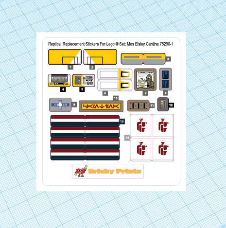 Replica Replacement sticker Set: Mos Eisley Cantina 75290