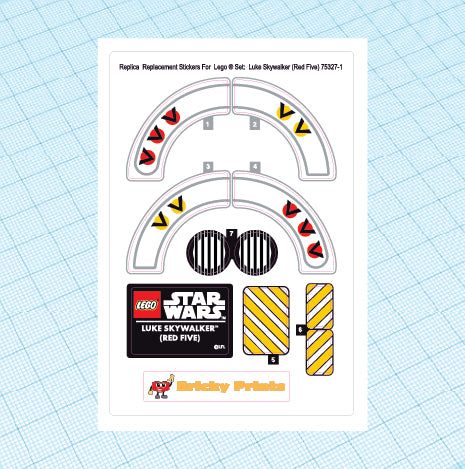 Replica Replacement sticker Set: LS Red Five Helmet 75327 – Bricky