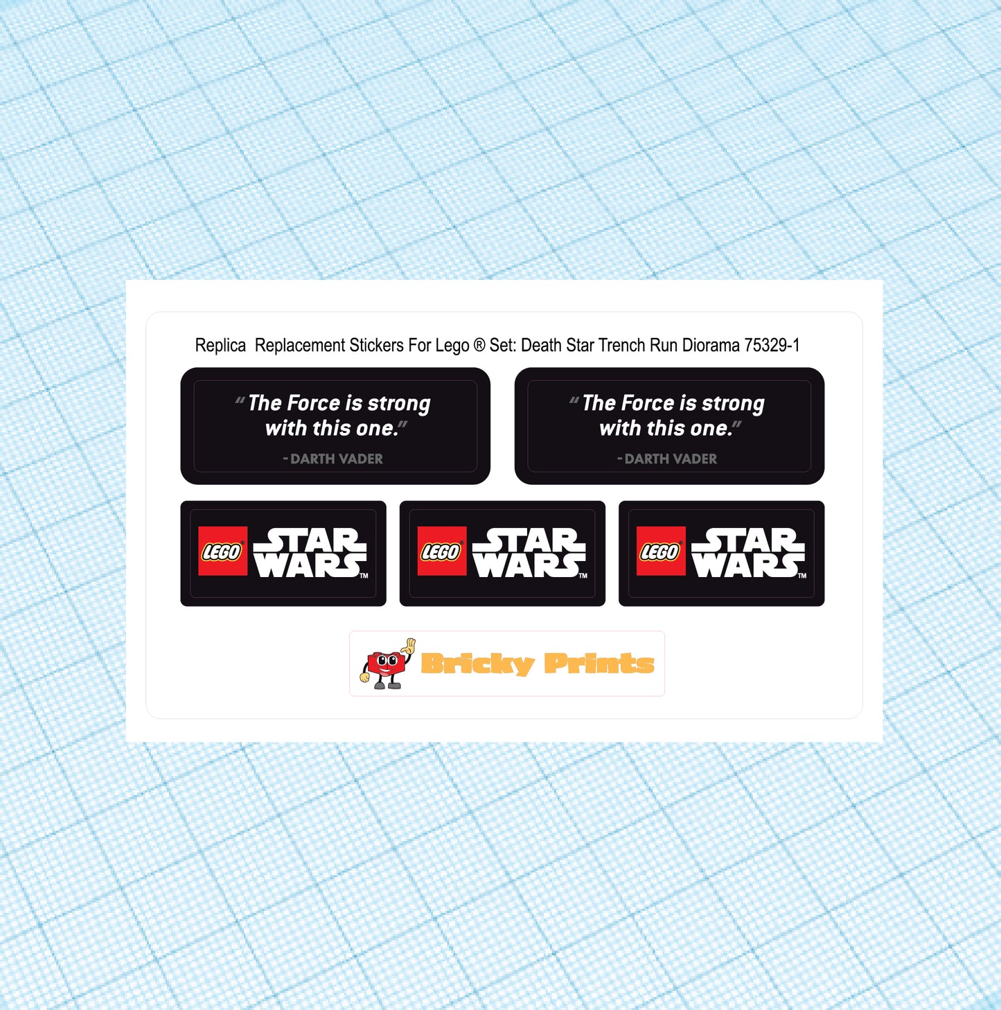 Replica Replacement sticker Set: Death Star Trench Run Diorama 75329