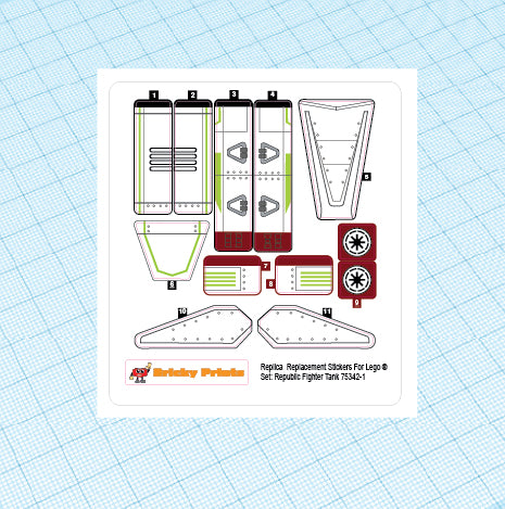 Replica Replacement sticker Set: Republic Fighter Tank 75342