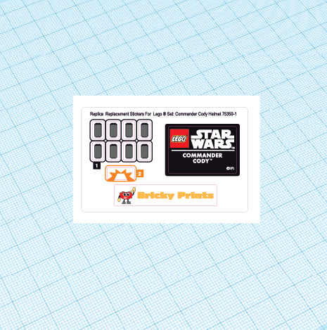 Replica Replacement sticker Set: Clone Commander Cody Helmet 75350