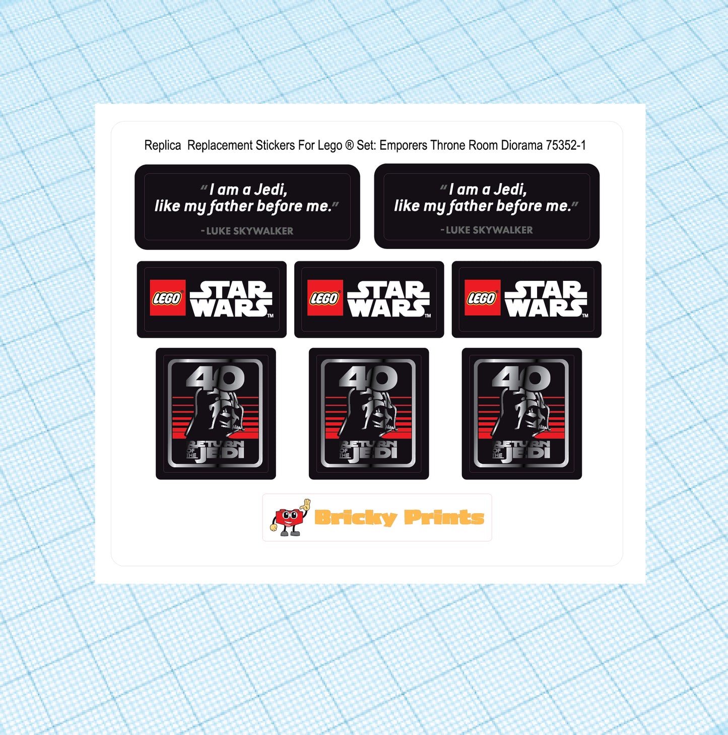 Replica Replacement sticker Set: Emperor's Throne Room Diorama 75352