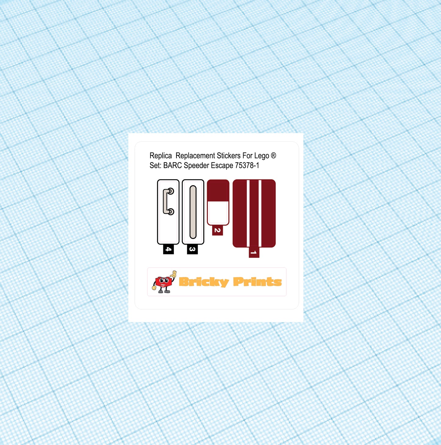 Replica Replacement sticker Set: BARC Speeder Escape 75378