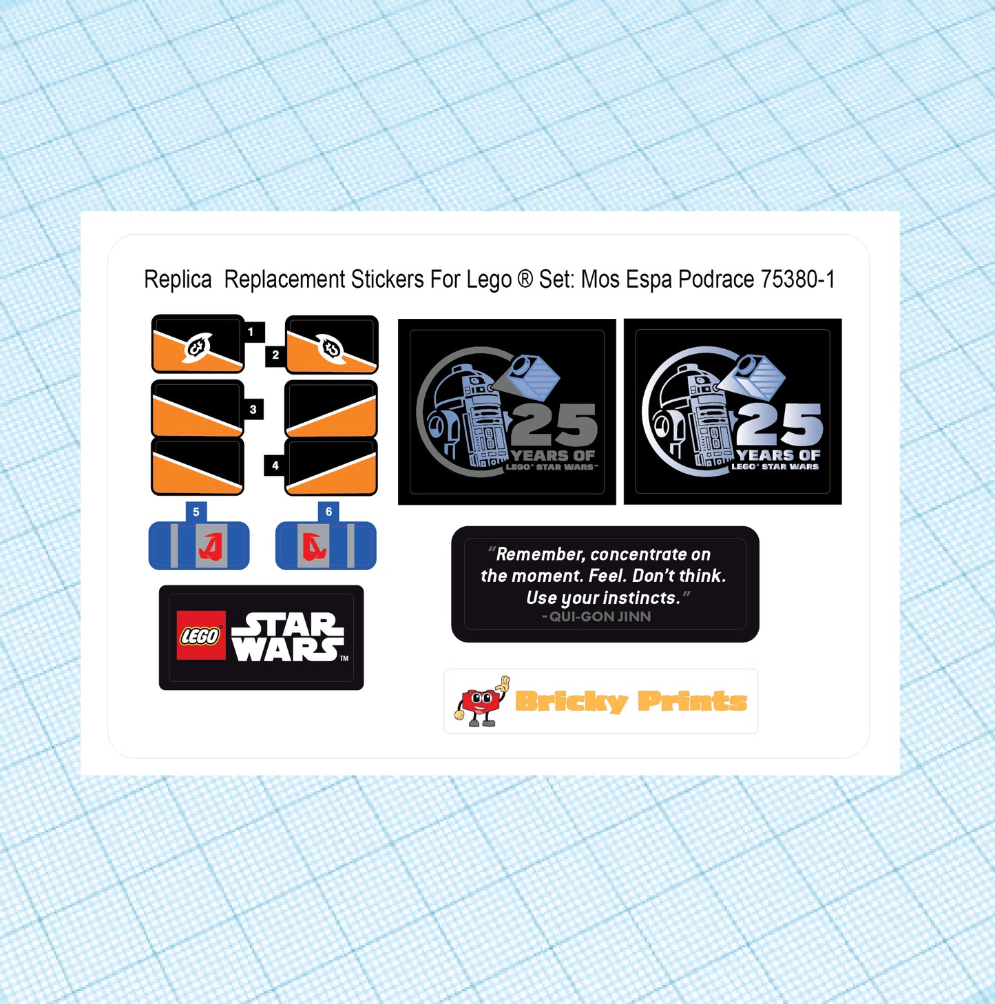 Replica Replacement sticker Set: Mos Espa Podrace 75380