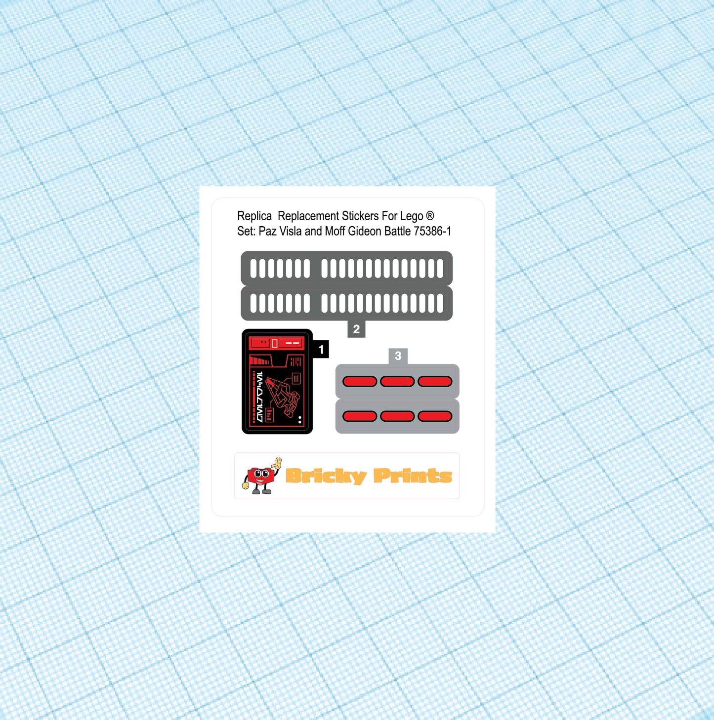 Replica Replacement sticker Set: Paz Vizsla and Moff Gideon Battle 75386