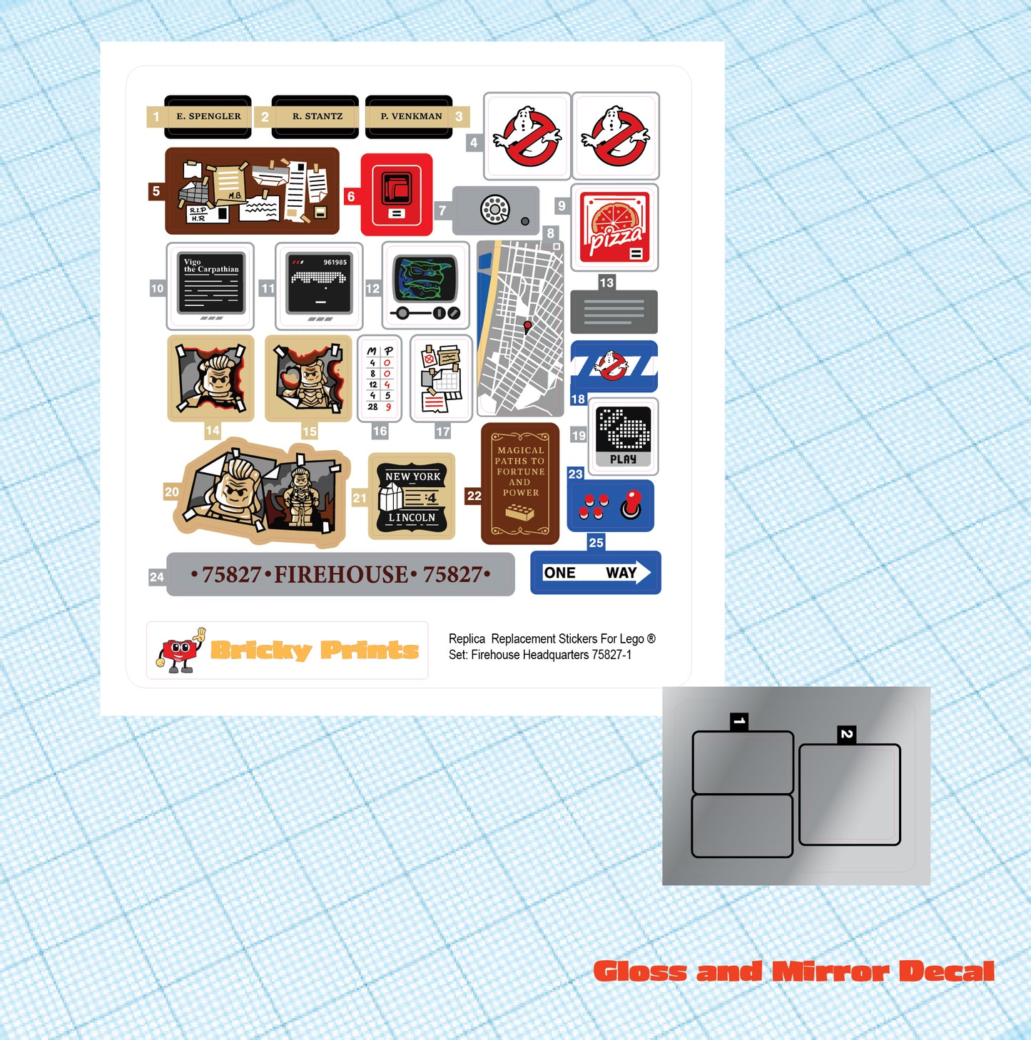 Replica Replacement sticker set: GB Firehouse Headquarters 75827