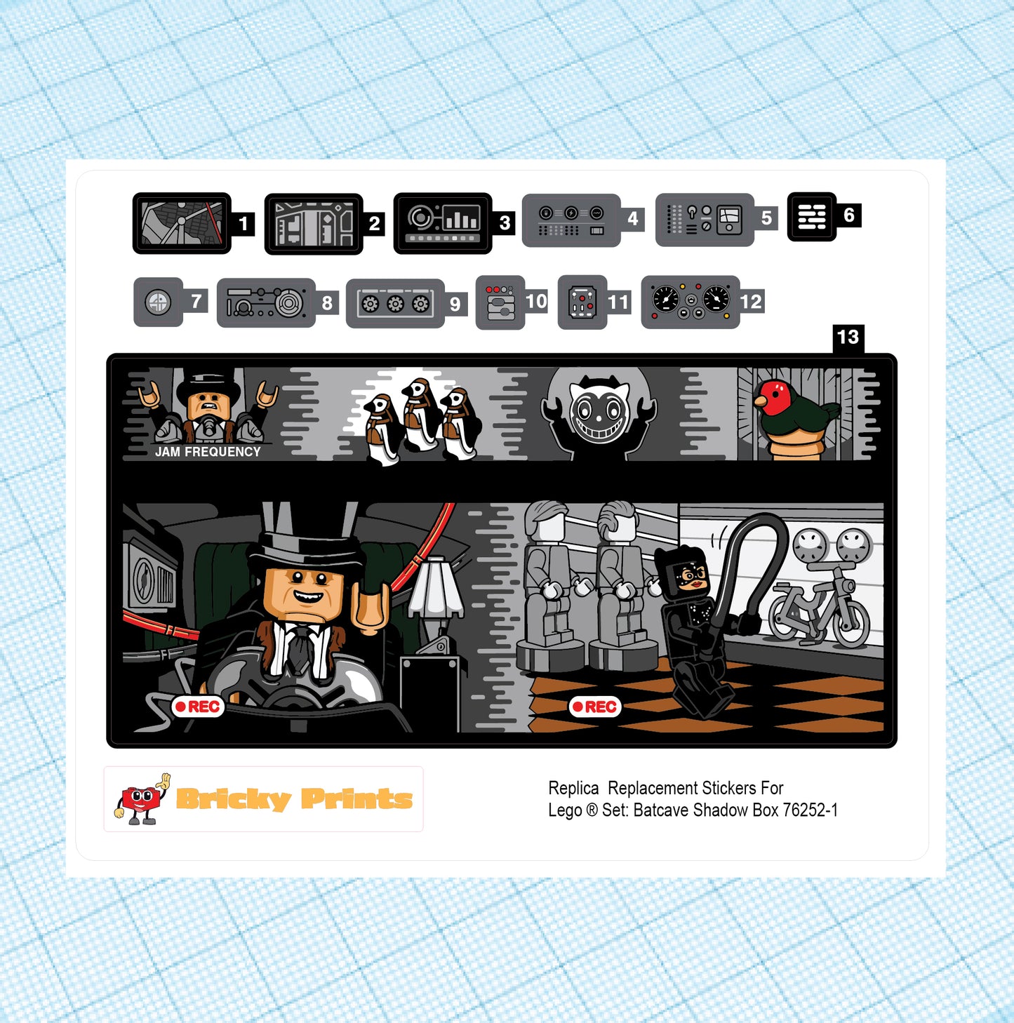 Replica Replacement sticker Set: Bat Cave - Shadow Box 76252