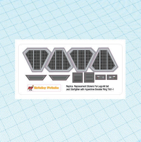 Custom Vinyl Sticker Replacement Set For LEGO Star Wars Jedi Starfighter (Set 7661) - Made In USA