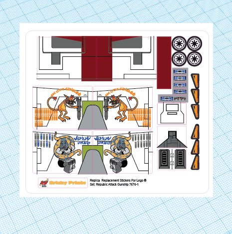 Replica Replacement sticker Set: Republic Attack Gunship 7676