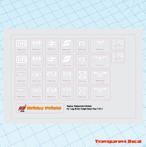Replica Replacement sticker set: 12V Freight Steam Train 7727-1